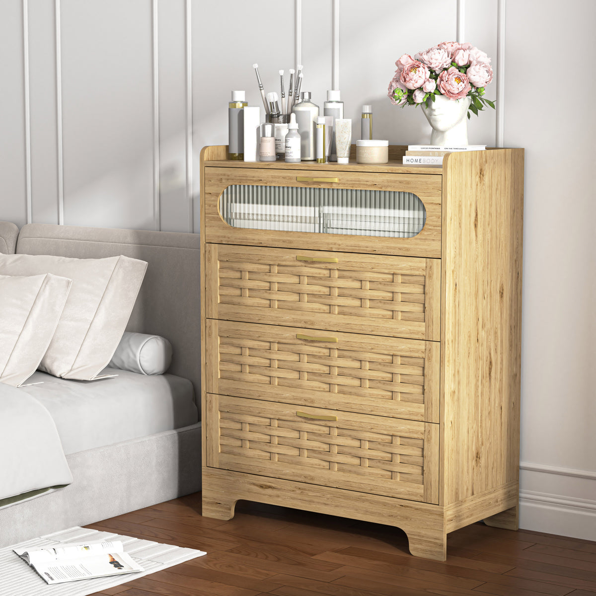 Nøordka Light Dresser Default 32" Wood 4 Drawer Dresser for Bedroom