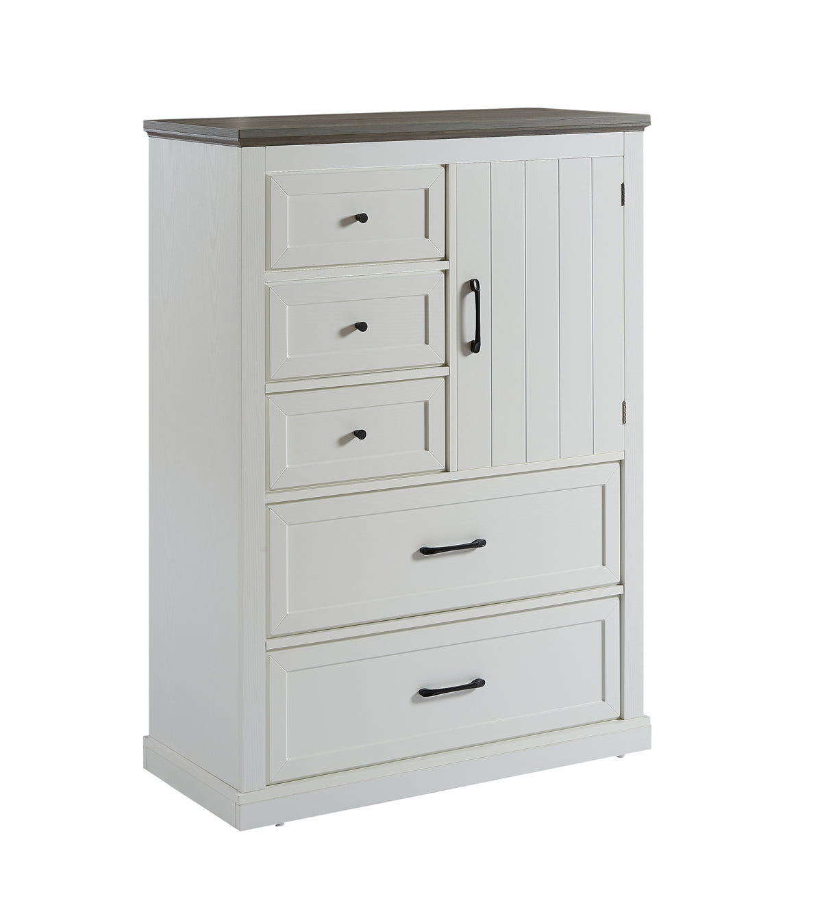 Nøordka Light Dresser Default 34" White Farmhouse 5 Drawer Dresser