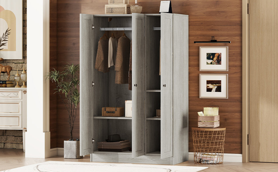 Nøordka Light Dresser Default 42" Gray 3-Door Shutter Wardrobe