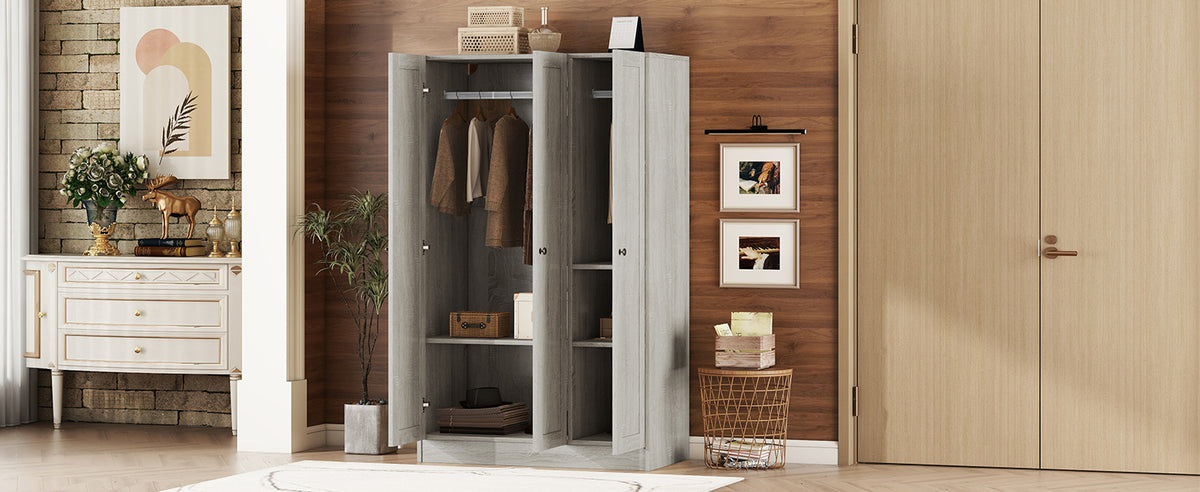 Nøordka Light Dresser Default 42" Gray 3-Door Shutter Wardrobe