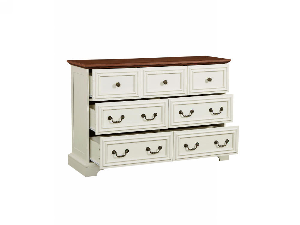 Nøordka Light Dresser Default 50" Antique White Farmhouse 7 Drawer Chest of Drawers