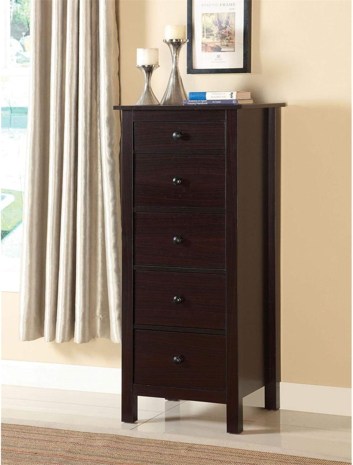 Nøordka Light Dresser Default 50" Espresso Compact Design 5-Drawer Chest