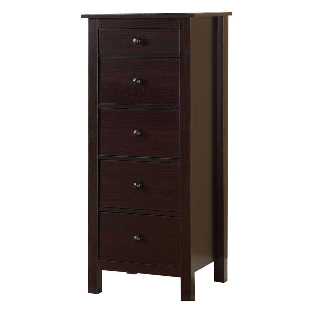 Nøordka Light Dresser Default 50" Espresso Compact Design 5-Drawer Chest