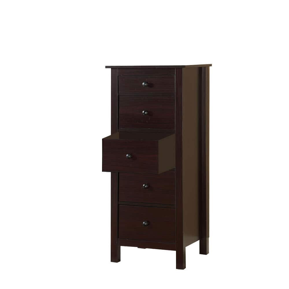 Nøordka Light Dresser Default 50" Espresso Compact Design 5-Drawer Chest