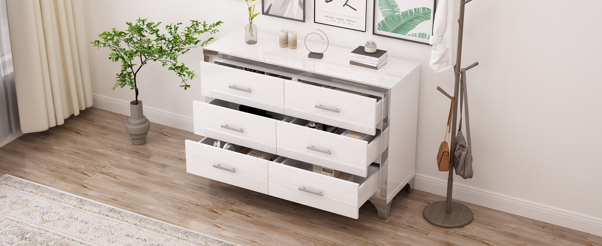 Nøordka Light Dresser Default 50" Gloss White Dresser with Metal Handling