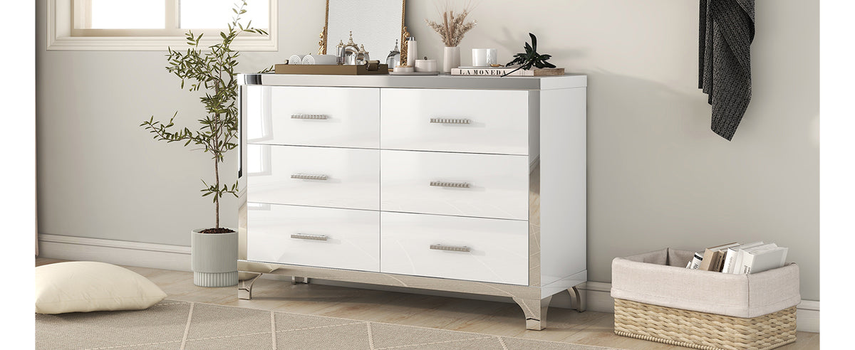 Nøordka Light Dresser Default 50" Gloss White Dresser with Metal Handling