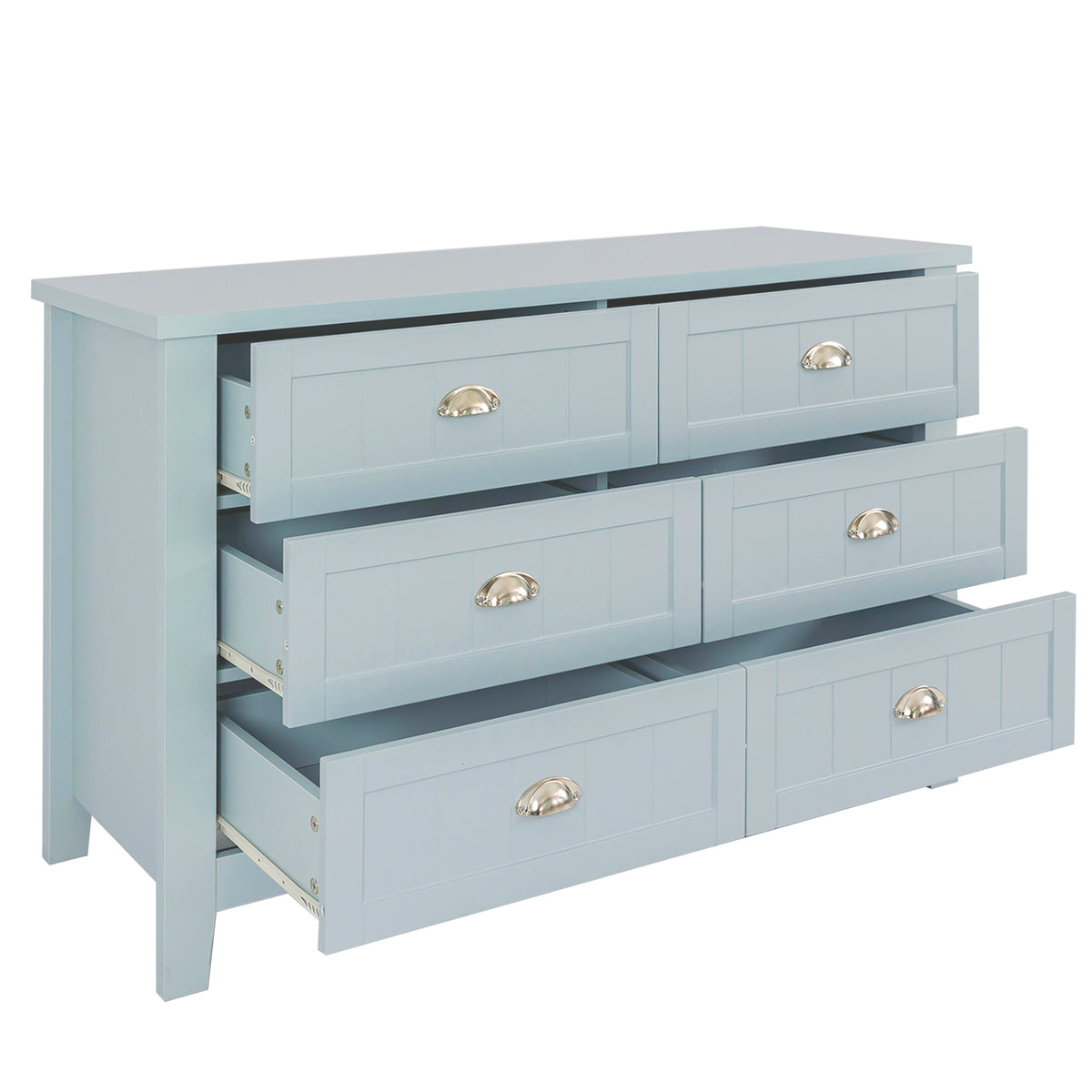 Nøordka Light Dresser Default 50" Grayish Blue Solid Wood Drawer Dresser Cabinet