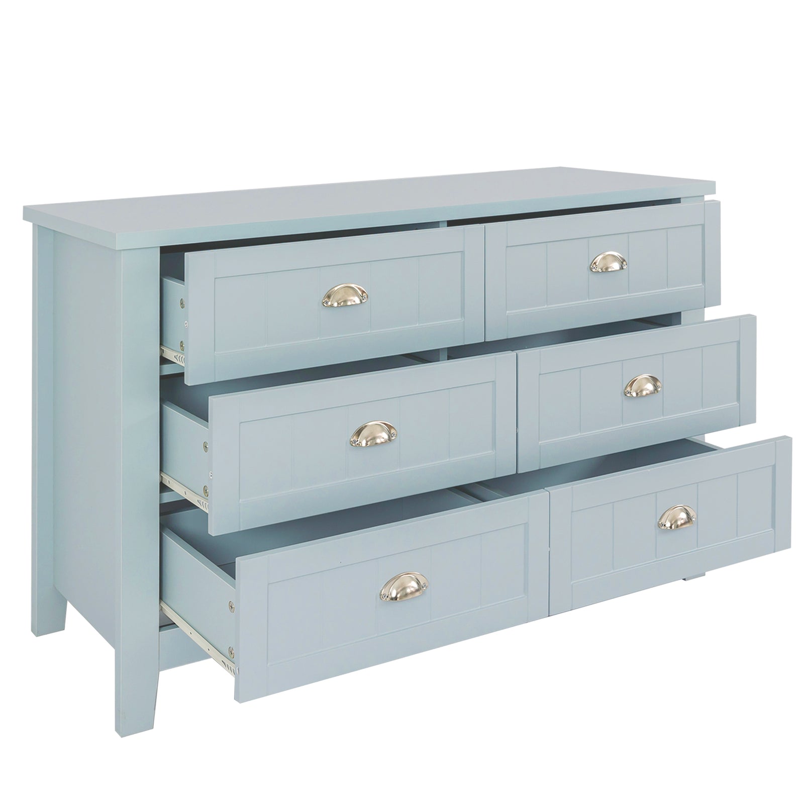 Nøordka Light Dresser Default 50" Grayish Blue Solid Wood Drawer Dresser Cabinet
