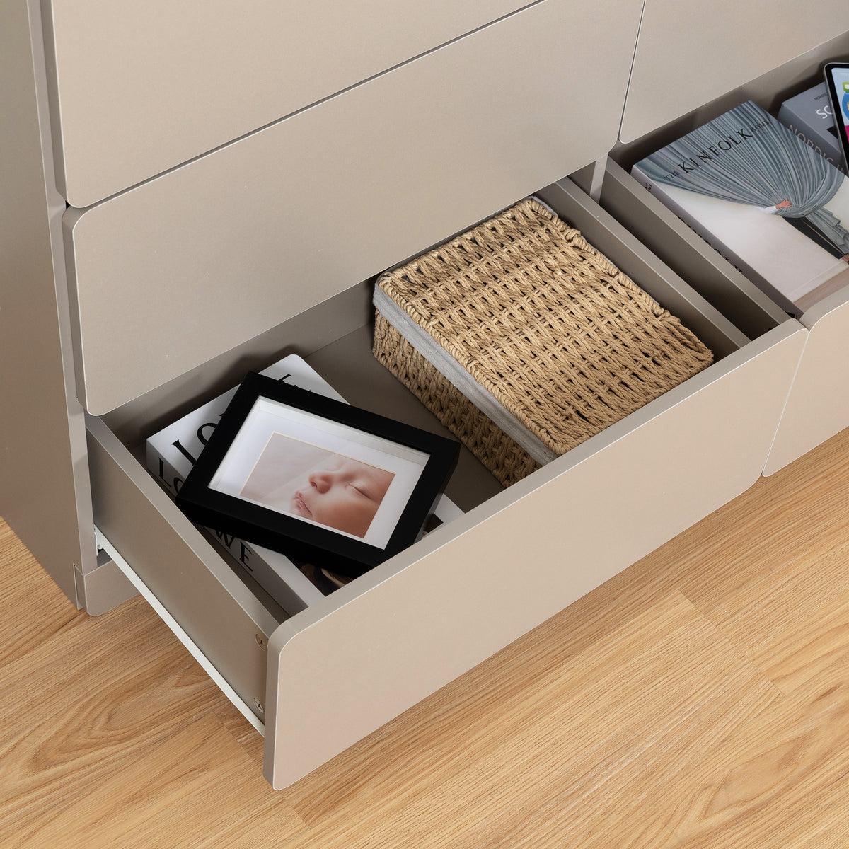 Nøordka Light Dresser Default 50" Light Gray Drawer Dresser Cabinet With Six Drawers