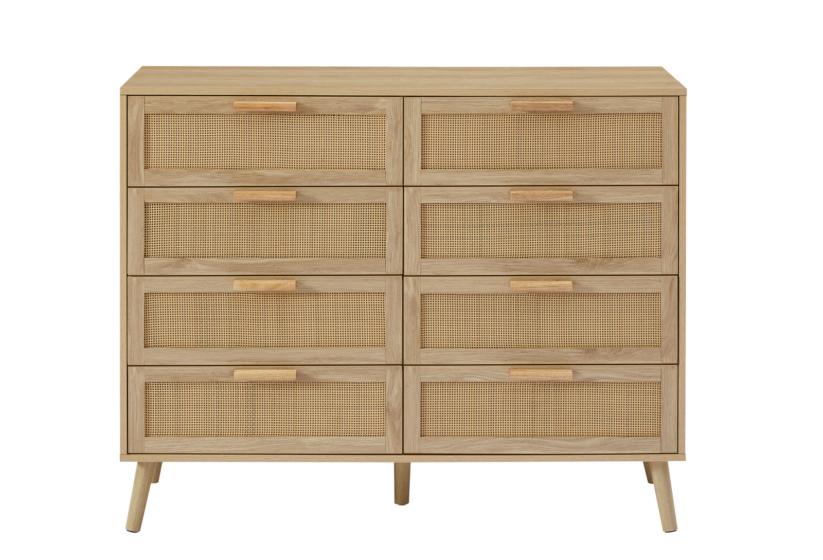 Nøordka Light Dresser Default 50" Natural 8 Drawer Bedroom Dresser with Rattan Drawers
