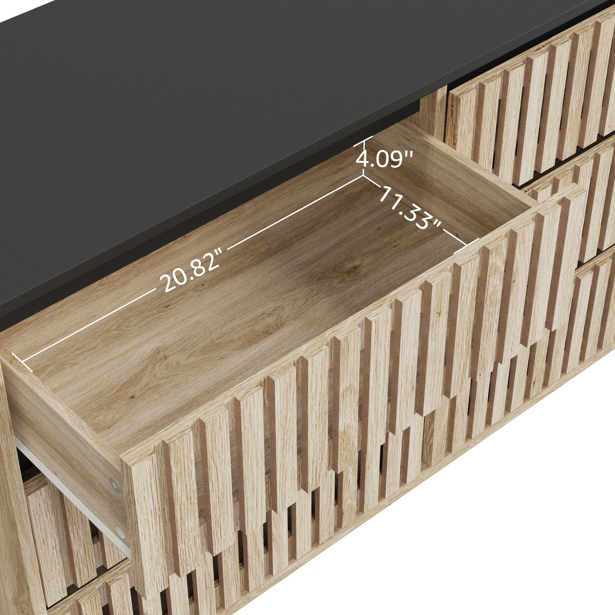 Nøordka Light Dresser Default 50" Natural &amp; Black Minimalist Six Drawer Cabinet