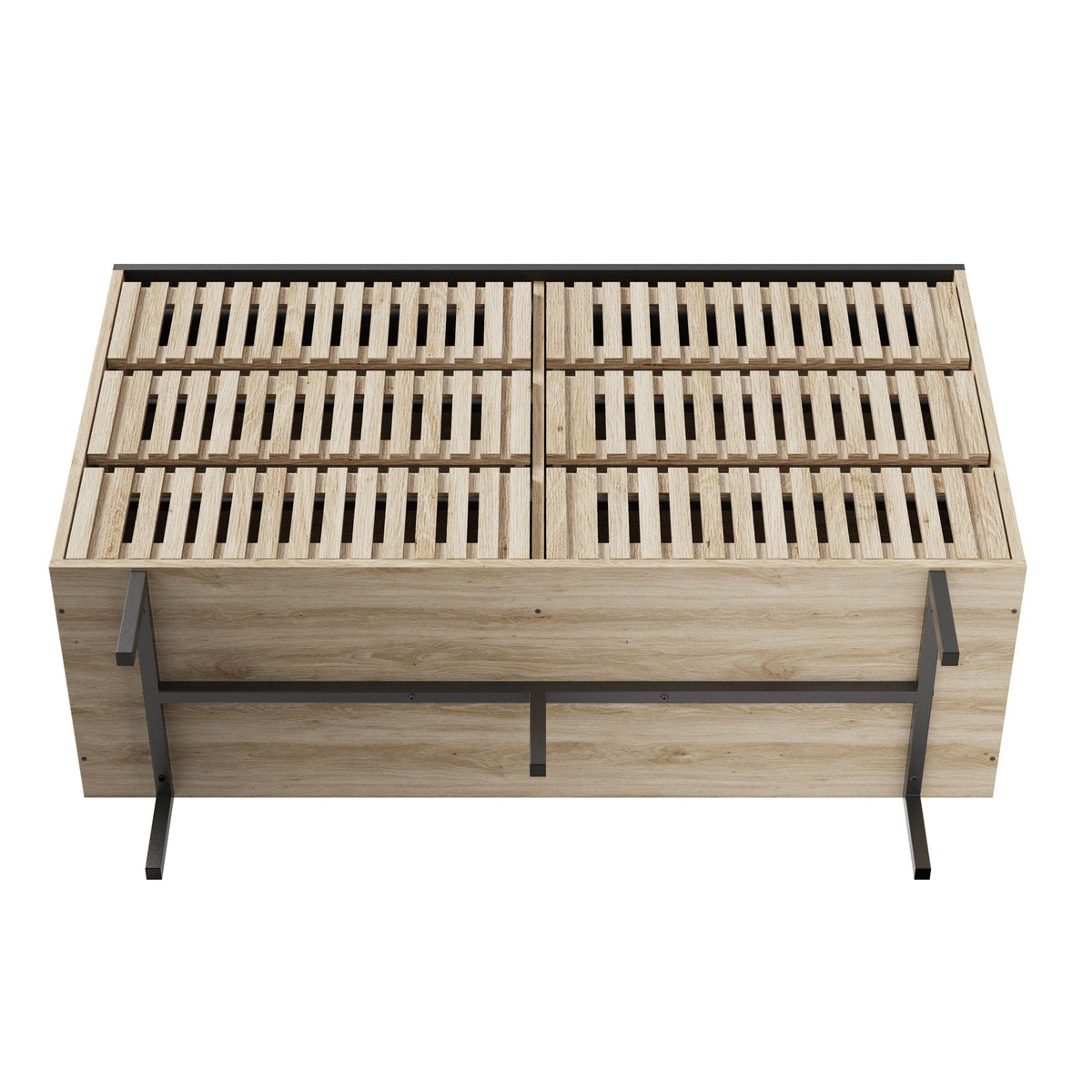 Nøordka Light Dresser Default 50" Natural &amp; Black Minimalist Six Drawer Cabinet