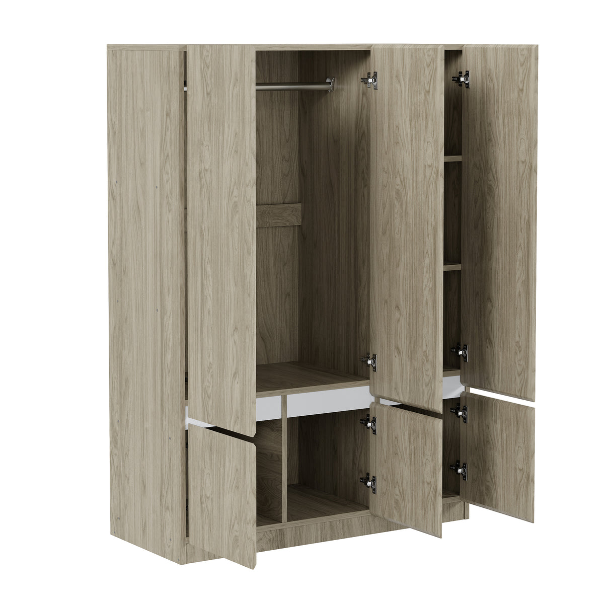 Nøordka Light Dresser Default 50" Natural Wood 6-Doors Wooden Wardrobe