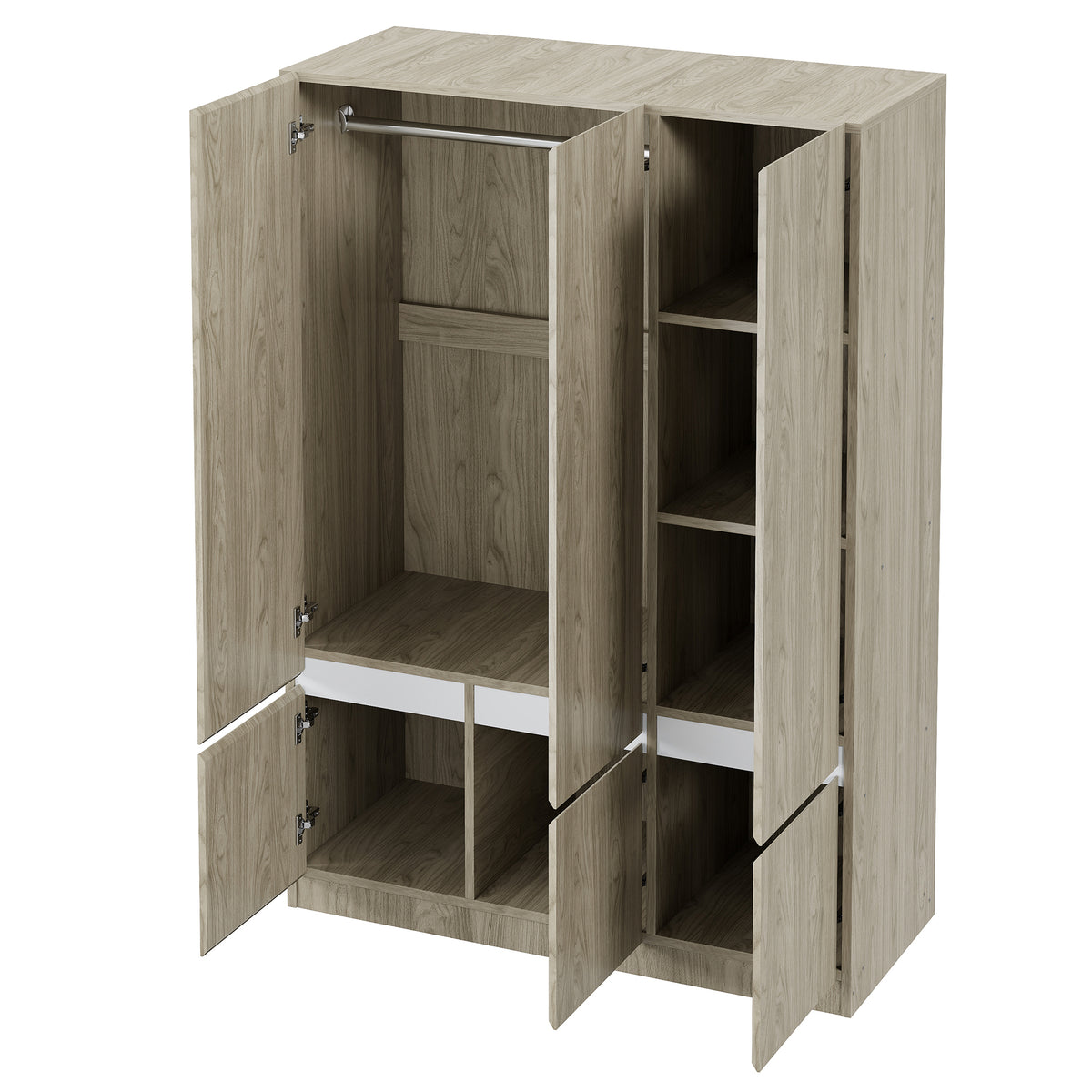 Nøordka Light Dresser Default 50" Natural Wood 6-Doors Wooden Wardrobe