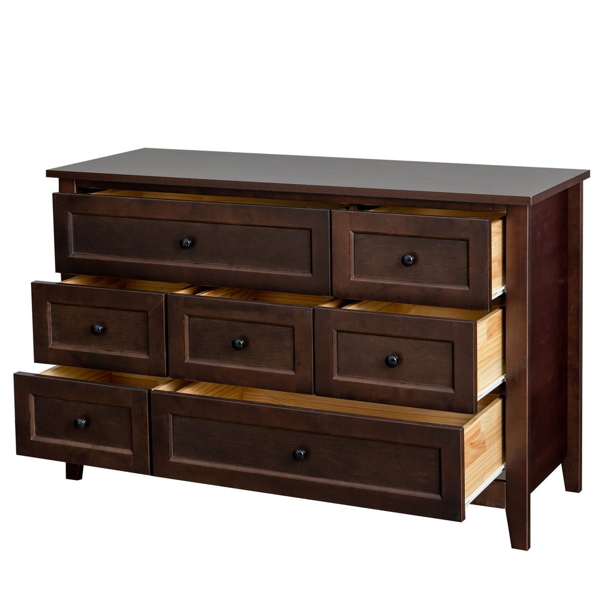 Nøordka Light Dresser Default 50" Solid Wood Auburn Buffet Server With Retro Round Handling
