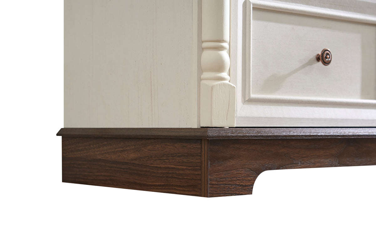 Nøordka Light Dresser Default 50" Walnut Rustic Farmhouse 6 Drawer Dresser Chest