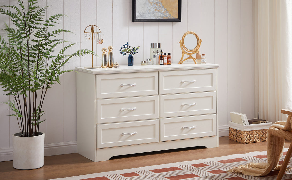 Nøordka Light Dresser Default 50" White Mid Century Modern 3 Drawer Bedroom Chest
