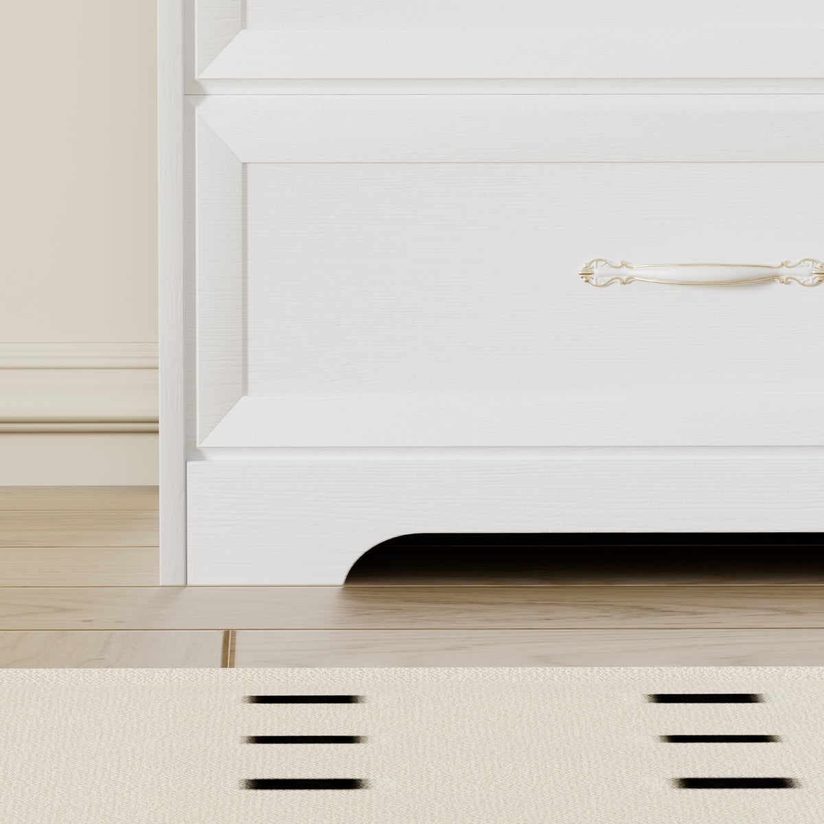 Nøordka Light Dresser Default 50" White Mid Century Modern 3 Drawer Bedroom Chest