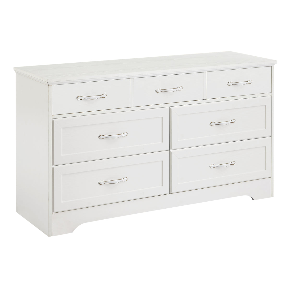 Nøordka Light Dresser Default 50" White Mid Century Modern 3 Drawer Bedroom Chest of Drawers