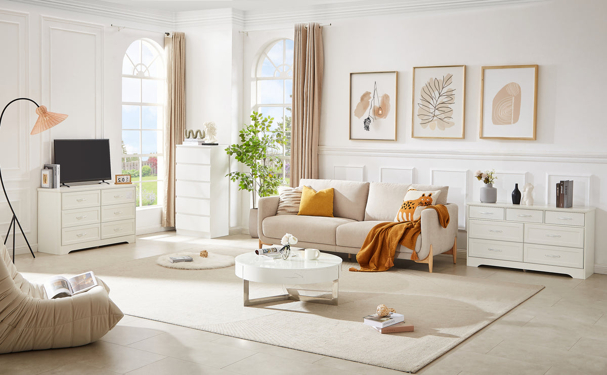 Nøordka Light Dresser Default 50" White Mid Century Modern 3 Drawer Bedroom Chest of Drawers