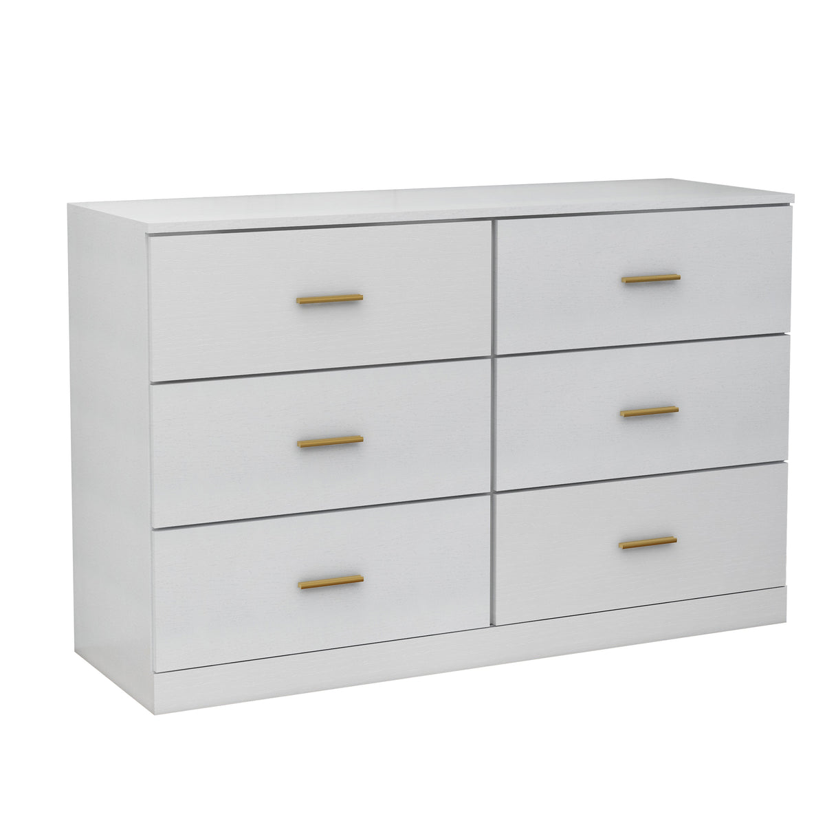 Nøordka Light Dresser Default 50" White Mid Century Modern 6-Drawer Chest