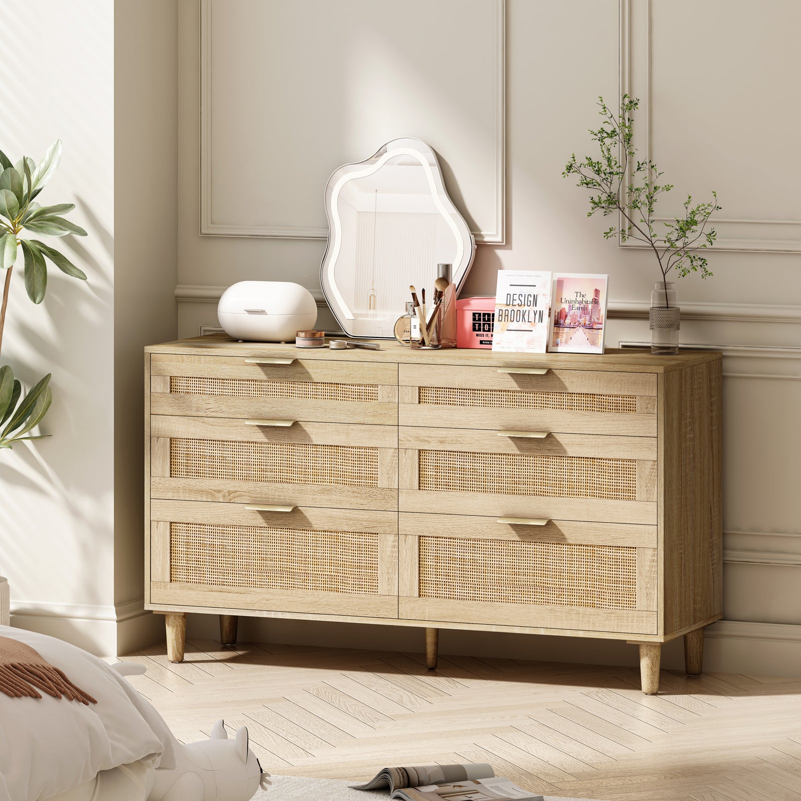 Nøordka Light Dresser Default 51" Natural Rattan 6 Drawer Dresser