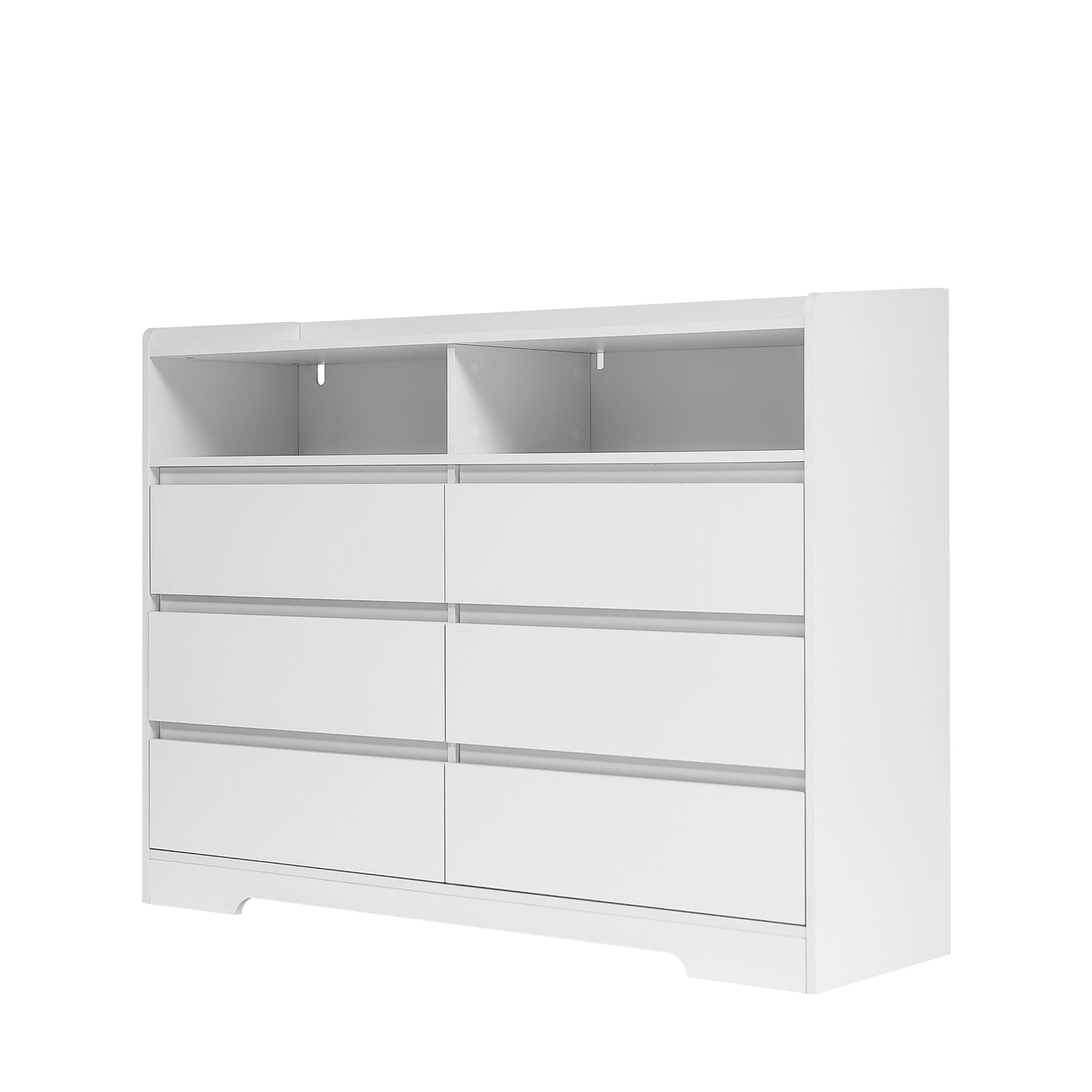 Nøordka Light Dresser Default 52" White 6 Drawer Dresser with LED Lights