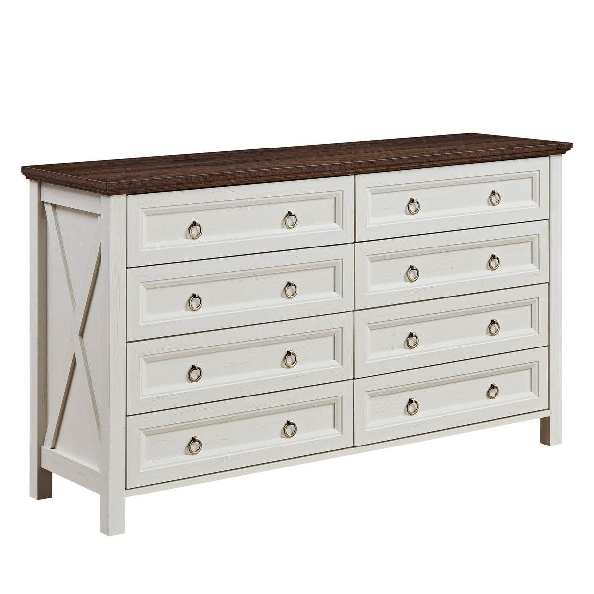 Nøordka Light Dresser Default 54" Rustic Walnut Farmhouse 8 Drawer Chest