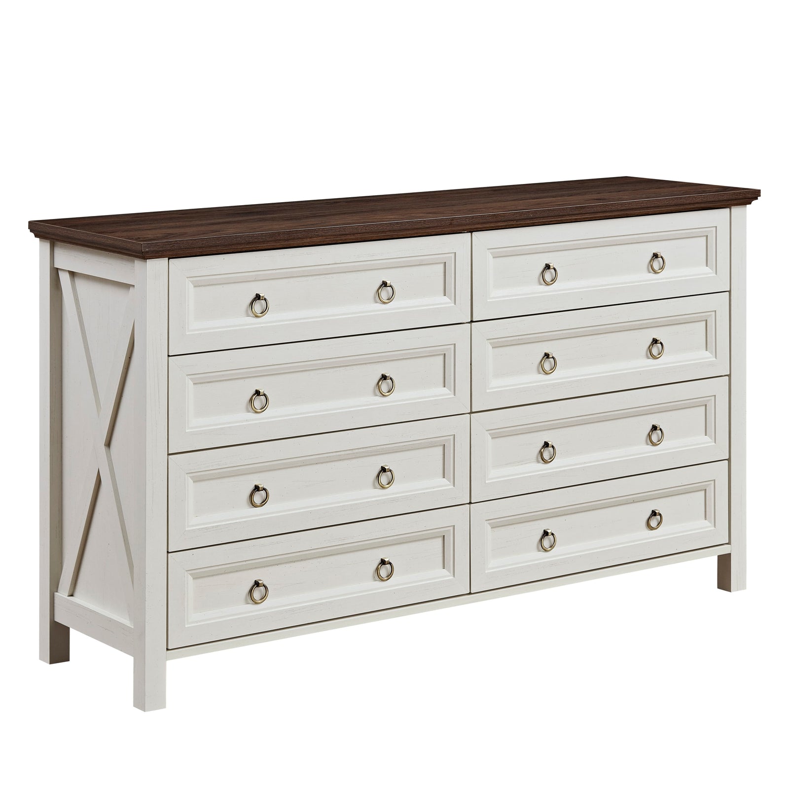 Nøordka Light Dresser Default 54" Rustic Walnut Farmhouse 8 Drawer Chest