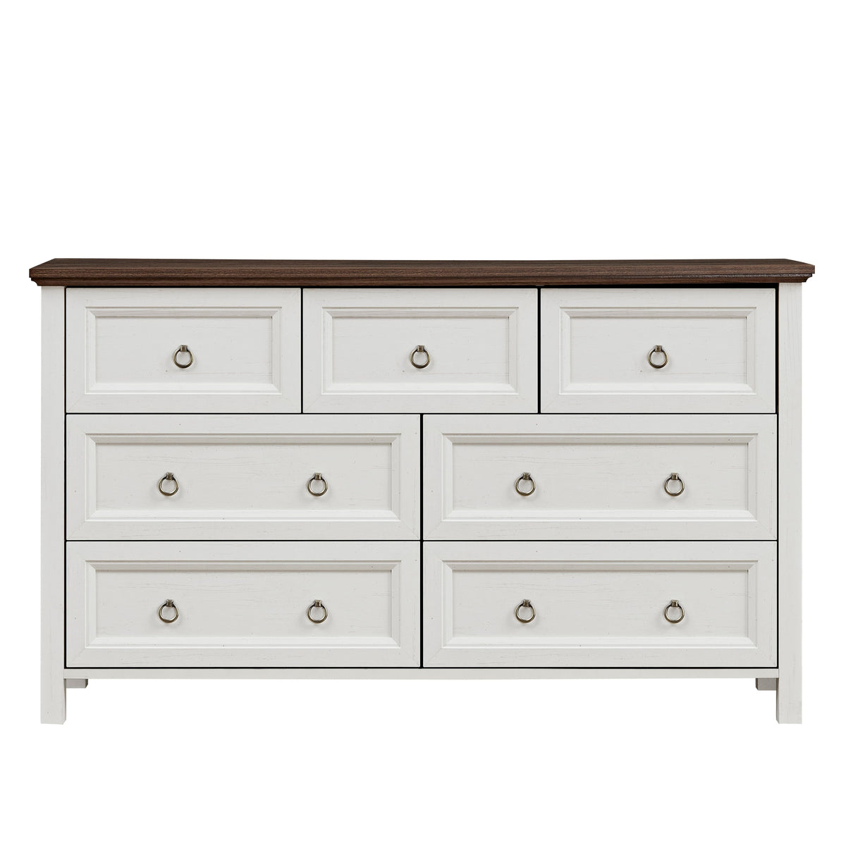 Nøordka Light Dresser Default 55" Walnut Rustic Farmhouse 7 Drawer Dresser