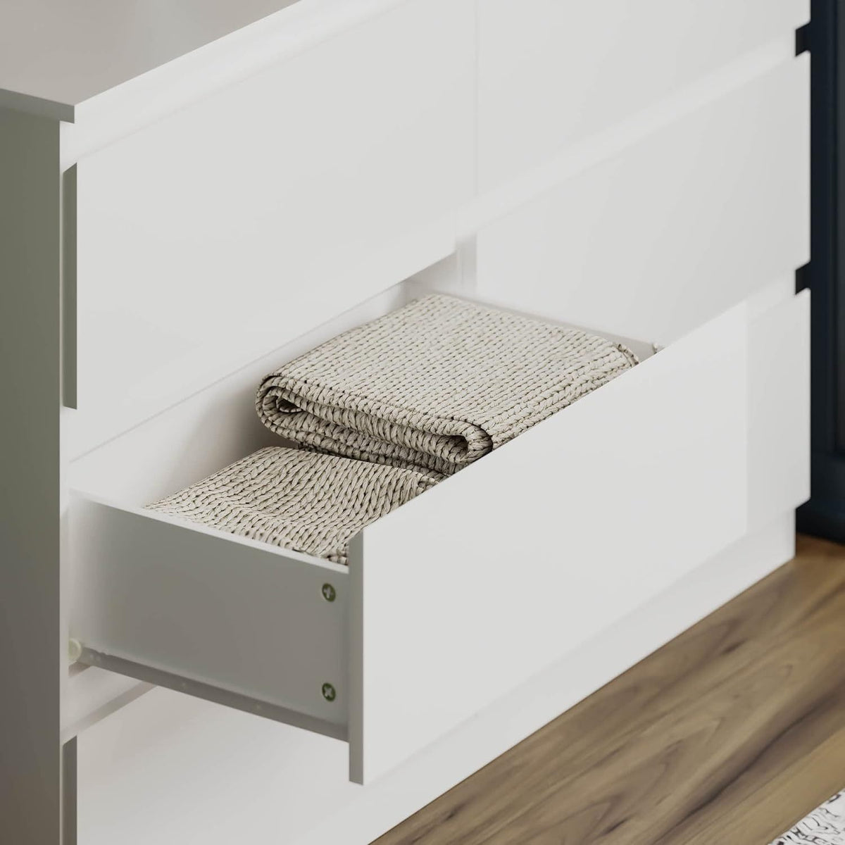 Nøordka Light Dresser Default 55" White Simple 6 Drawer Double Dresser