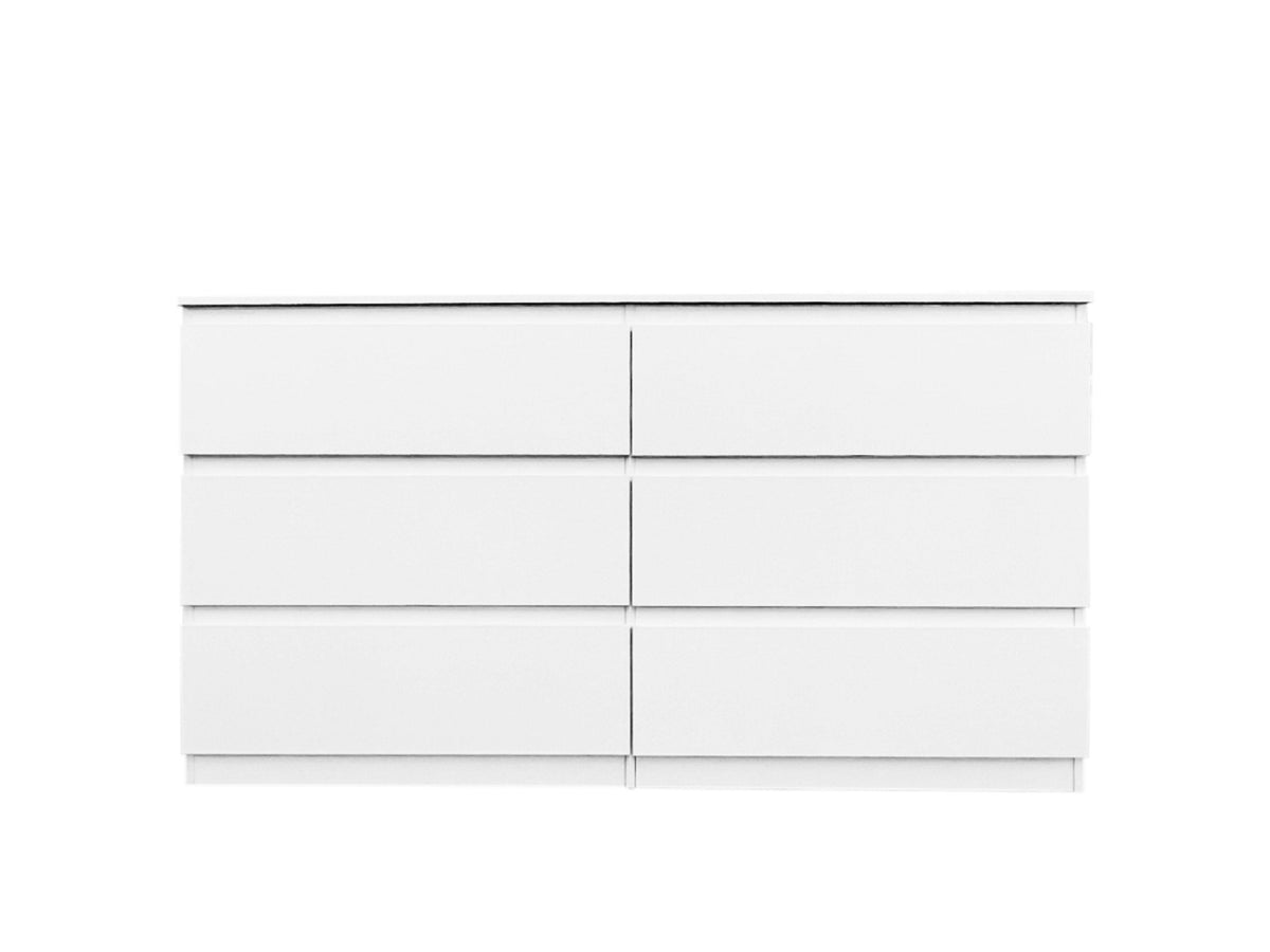 Nøordka Light Dresser Default 55" White Simple 6 Drawer Double Dresser