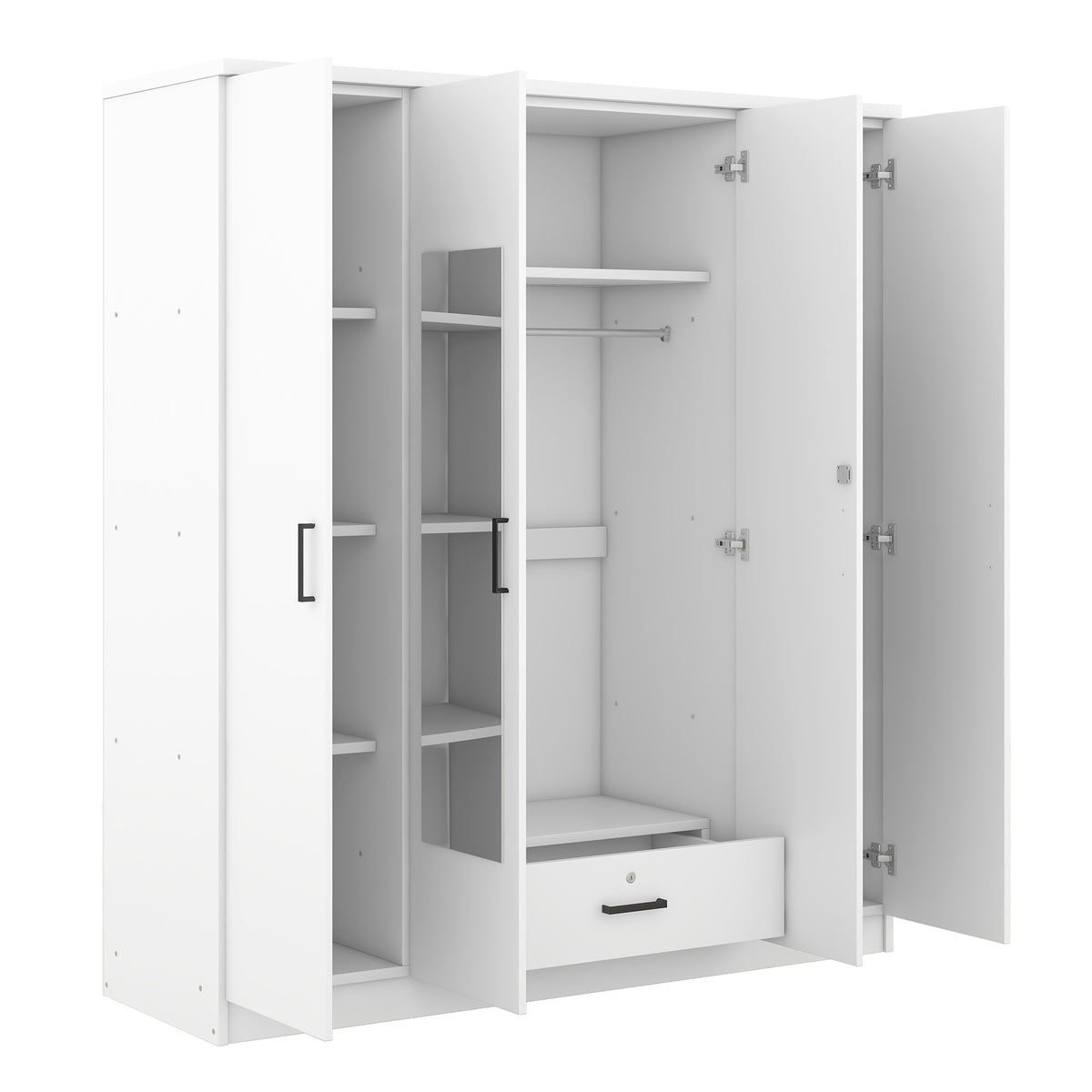 Nøordka Light Dresser Default 60" White 4-Door Mirrored Wardrobe