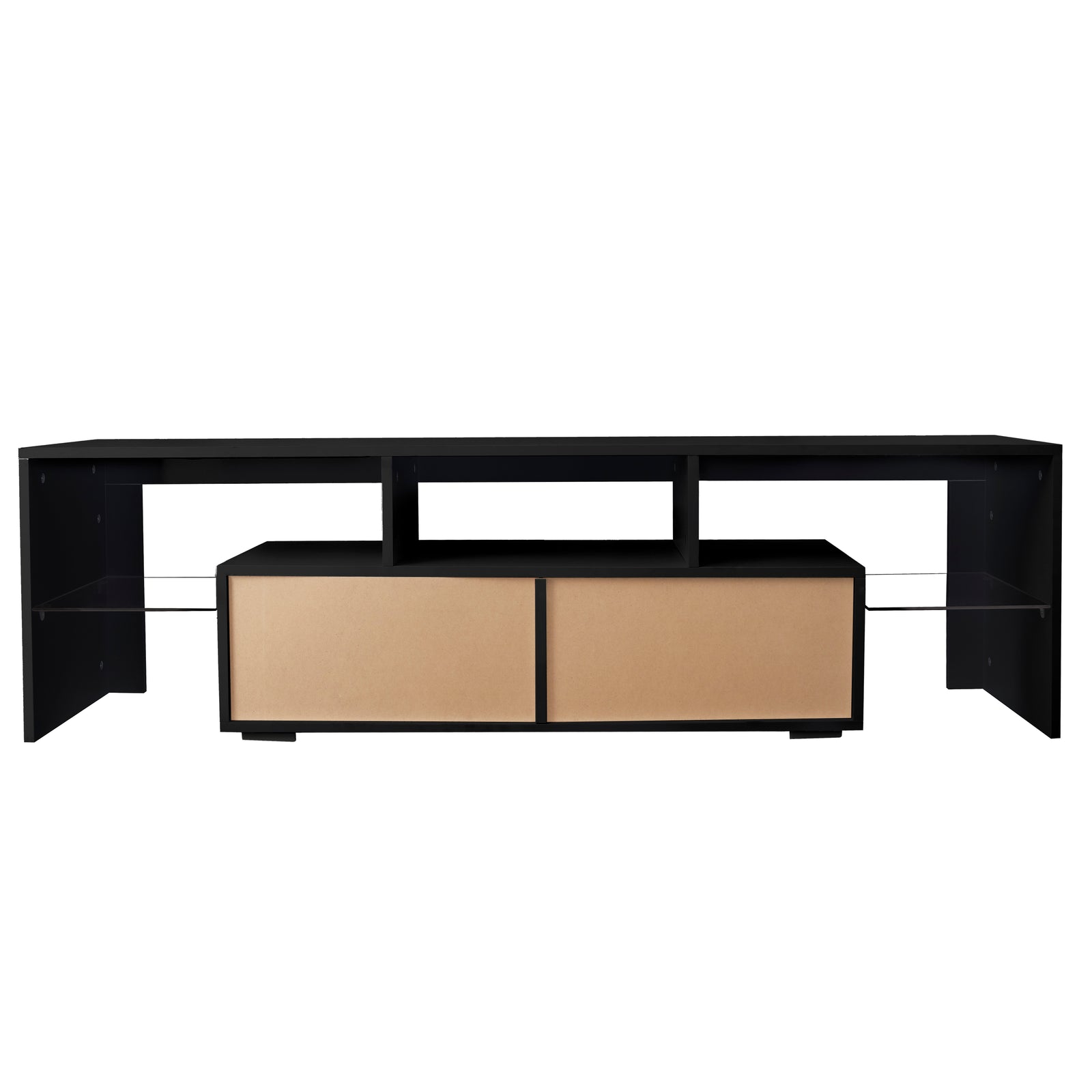 Nøordka Light Dresser Default 63" Mid Century Modern Gloss Black TV Stand With LED Lighting
