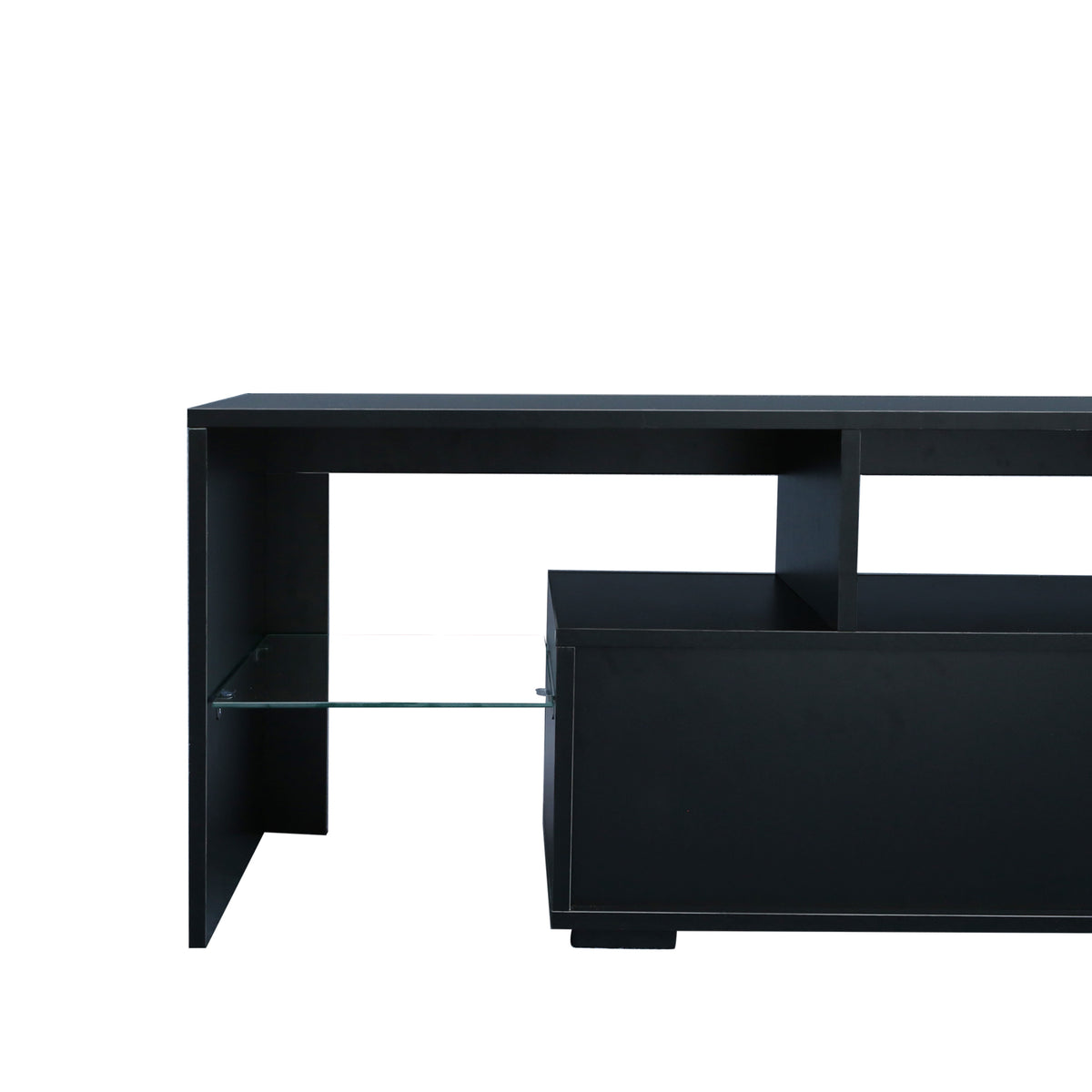 Nøordka Light Dresser Default 63" Mid Century Modern Gloss Black TV Stand With LED Lighting