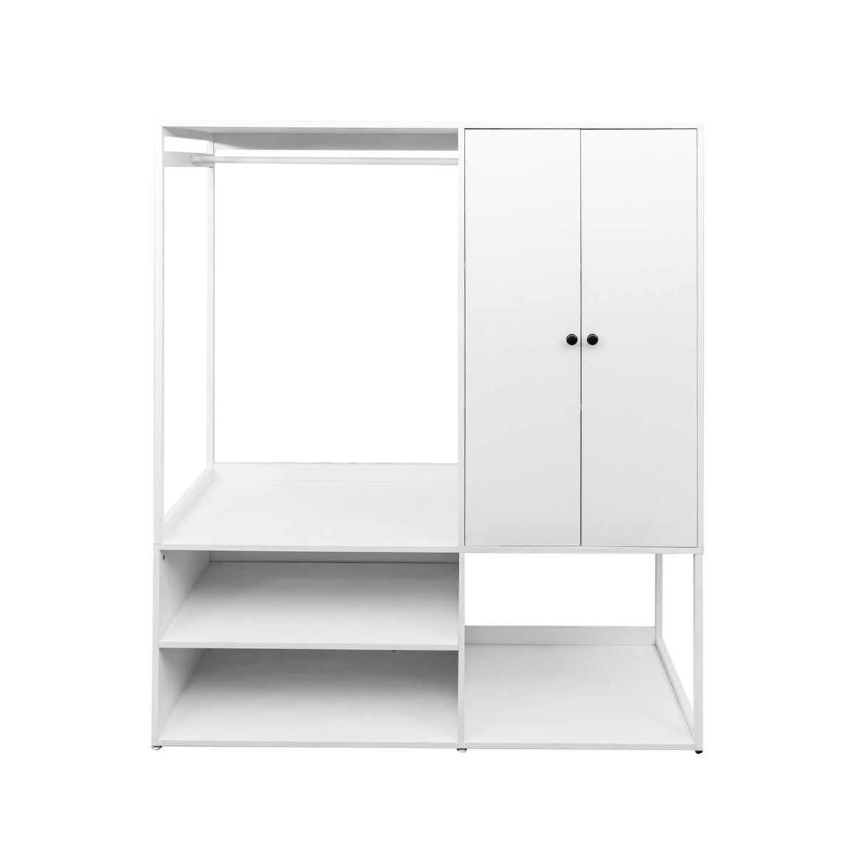 Nøordka Light Dresser Default 63" White High Wardrobe Closet with Shelves &amp; Hanging Rod