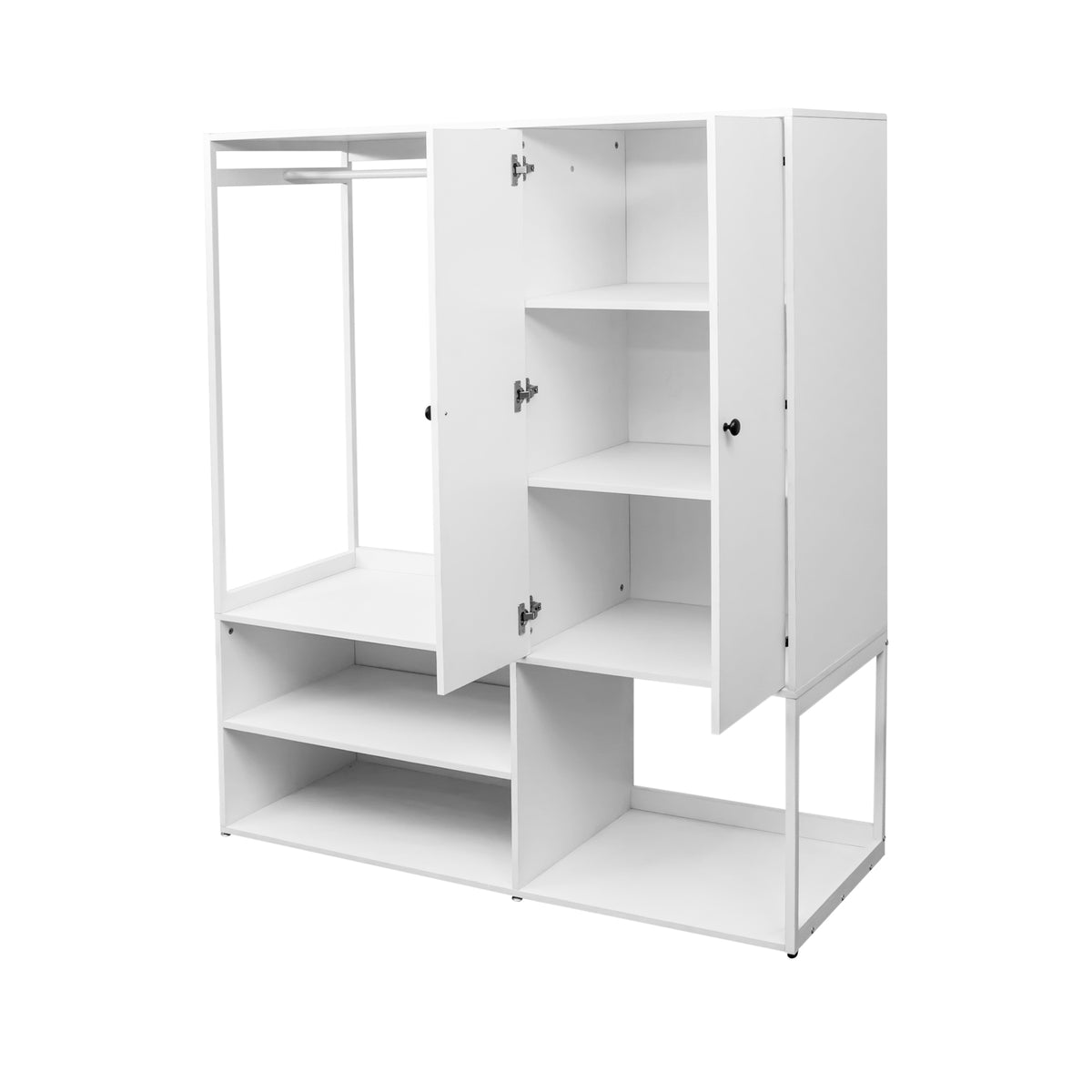 Nøordka Light Dresser Default 63" White High Wardrobe Closet with Shelves &amp; Hanging Rod