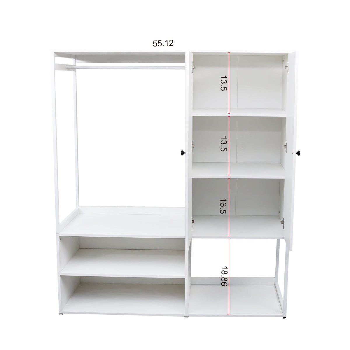 Nøordka Light Dresser Default 63" White High Wardrobe Closet with Shelves &amp; Hanging Rod