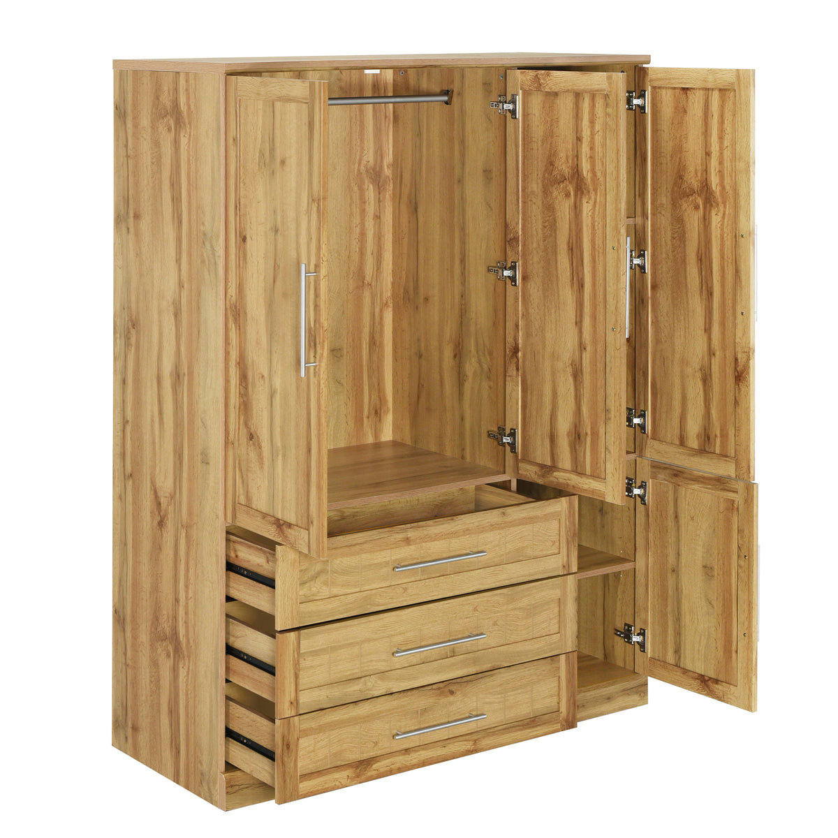 Nøordka Light Dresser Default 67" Natural 4 Door Wardrobe Armoire Closet