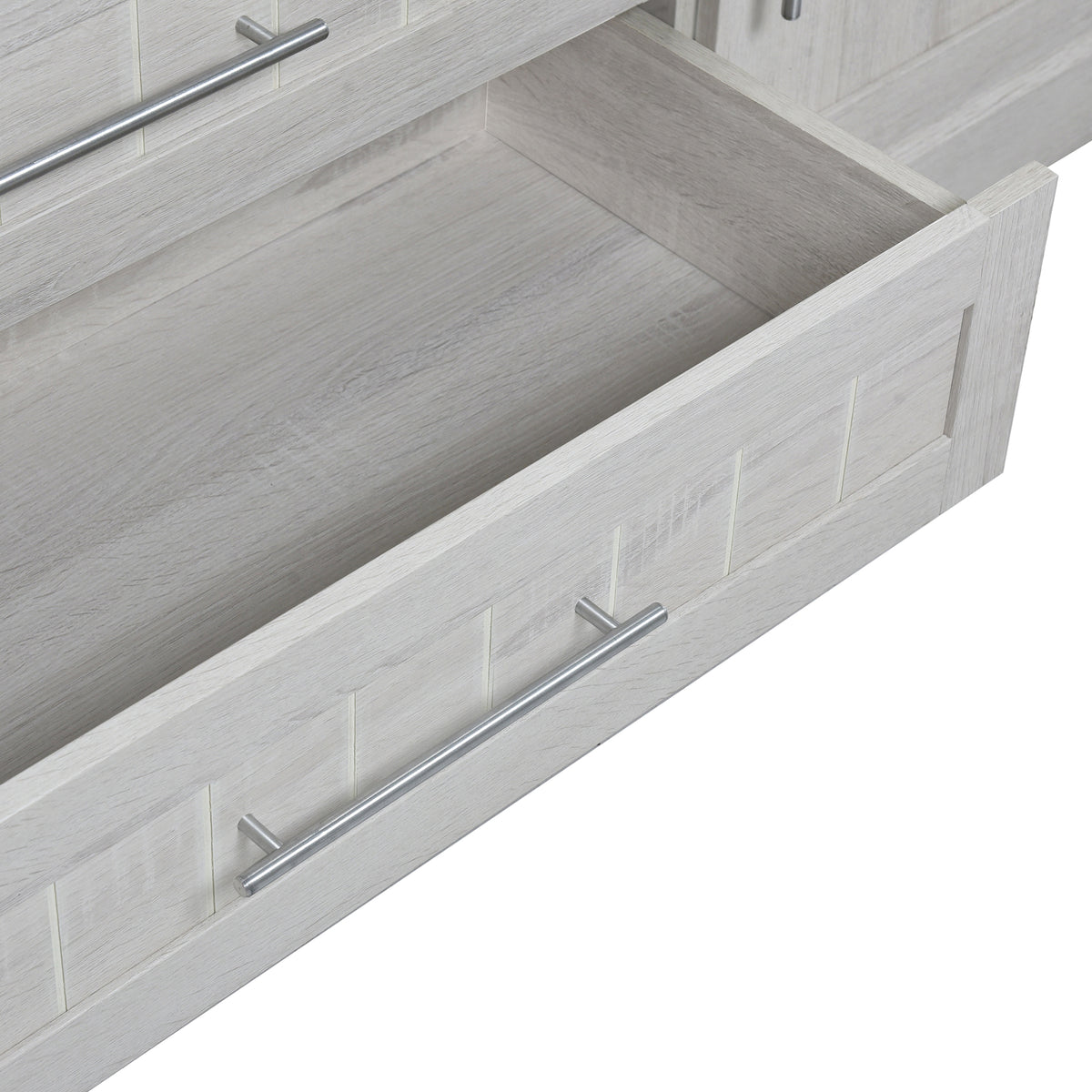 Nøordka Light Dresser Default 67" White 4 Door Wardrobe Armoire Closet with 3 Drawers