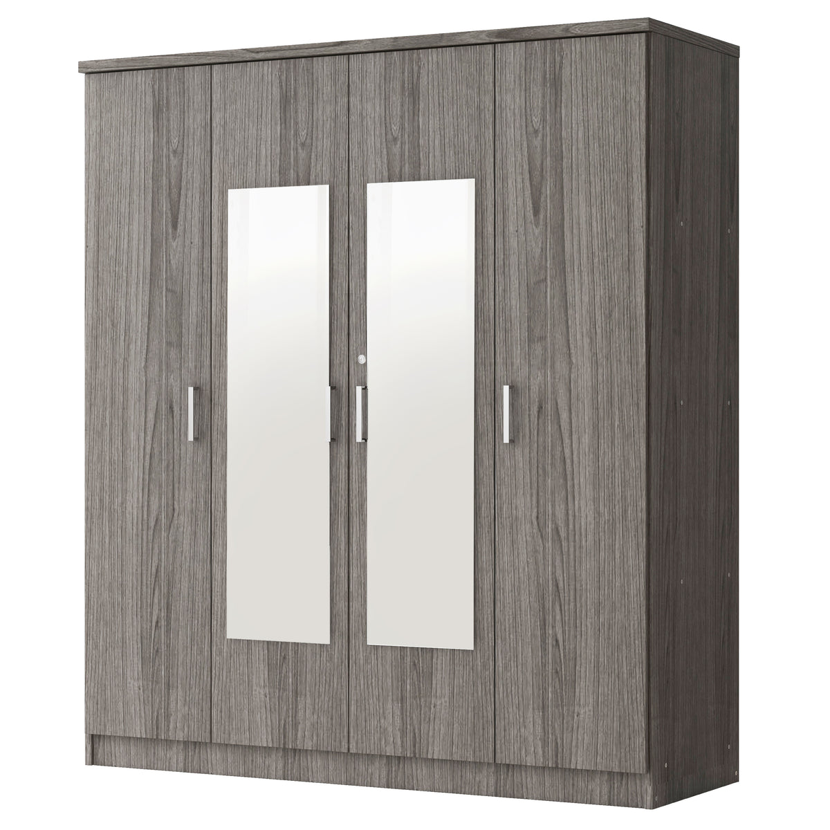 Nøordka Light Dresser Default 68" Gray 4-Door Mirror Wardrobe &amp; Closet