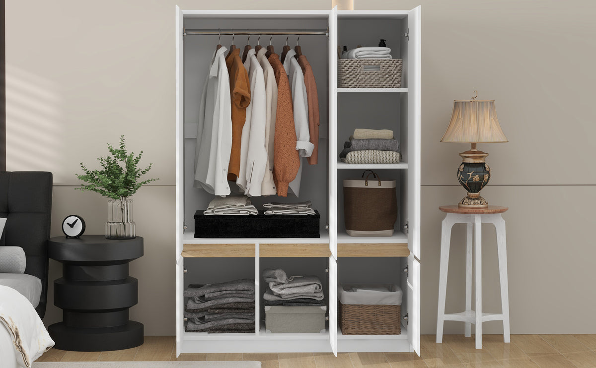 Nøordka Light Dresser Default 68" White 6-Doors Wooden Wardrobe