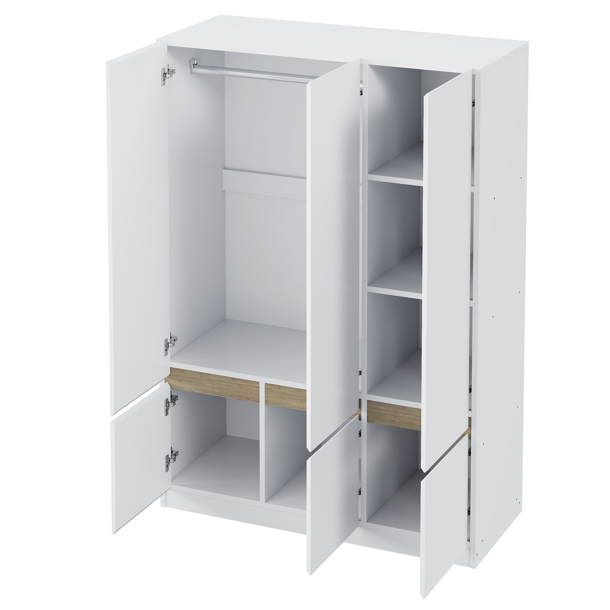 Nøordka Light Dresser Default 68" White 6-Doors Wooden Wardrobe