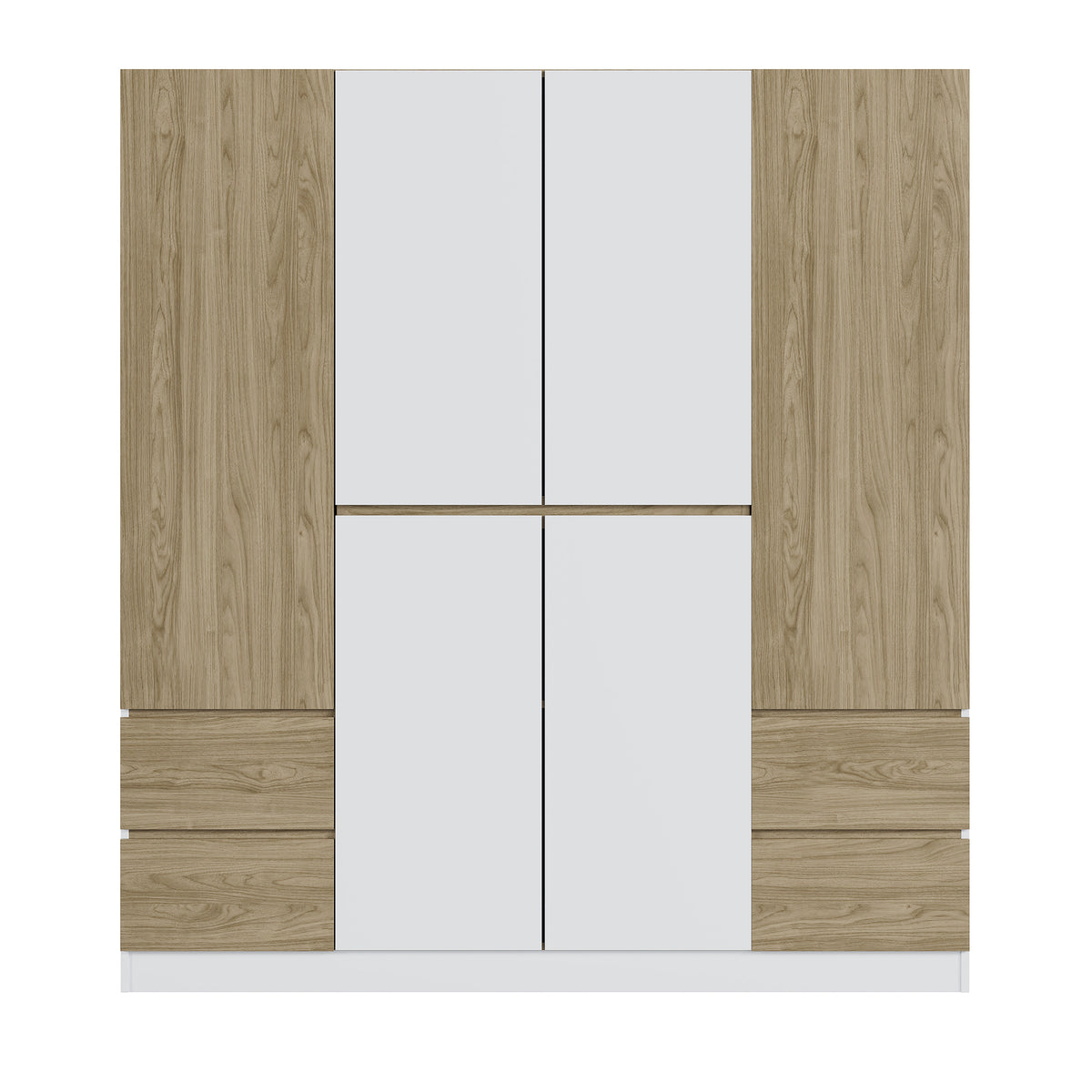 Nøordka Light Dresser Default 68" White &amp; Natural 6-Door Wooden Wardrobe