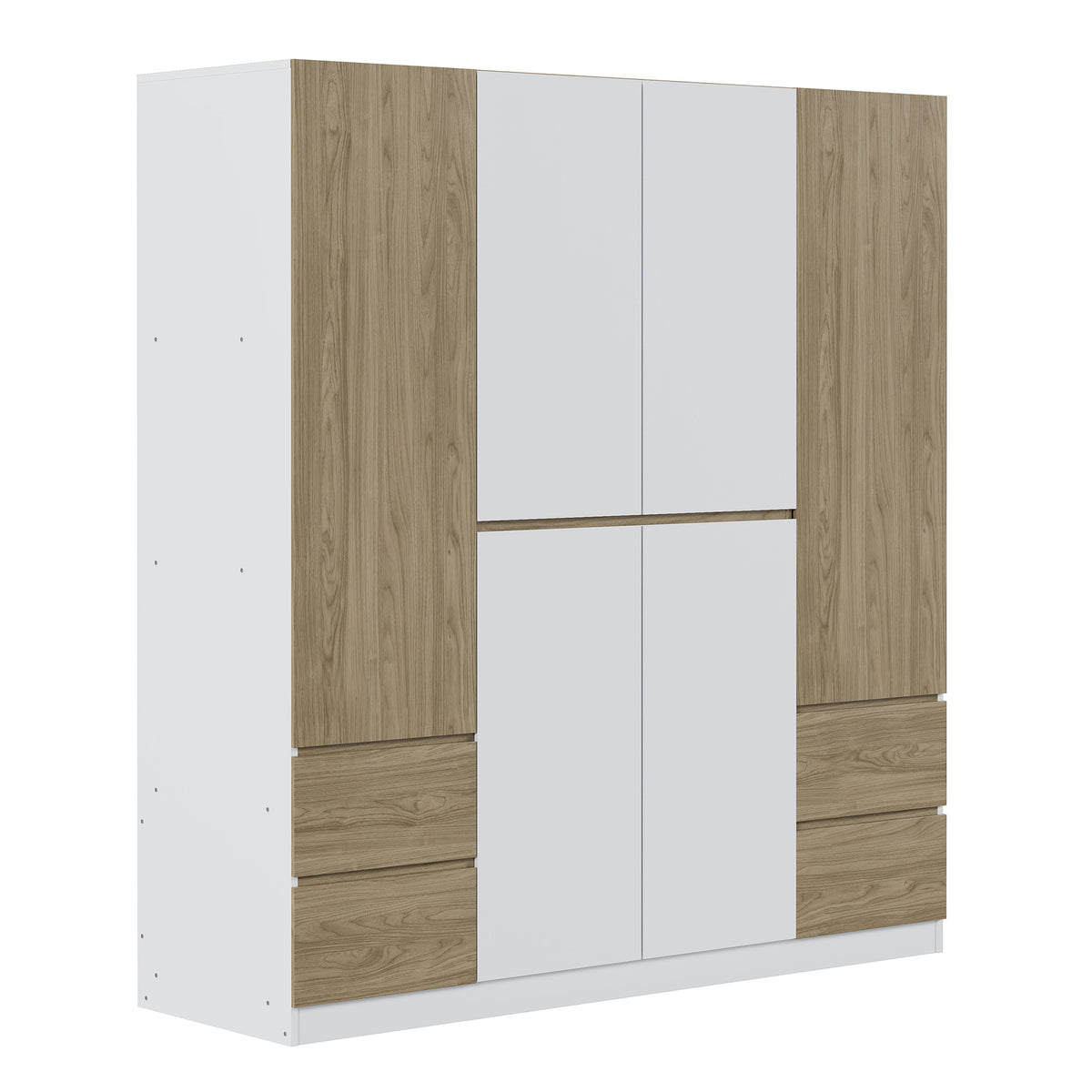 Nøordka Light Dresser Default 68" White &amp; Natural 6-Door Wooden Wardrobe