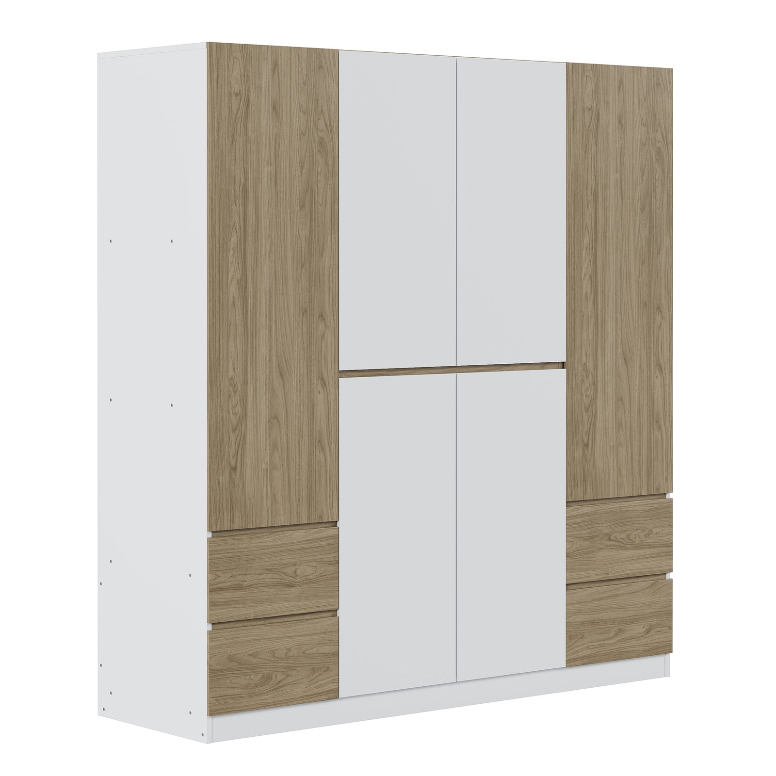 Nøordka Light Dresser Default 68" White & Natural 6-Door Wooden Wardrobe