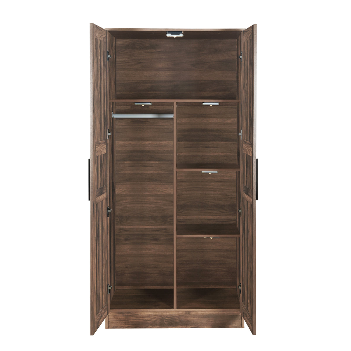 Nøordka Light Dresser Default 69" Brown 2-Door Wooden Wardrobe Armoire with Lighting