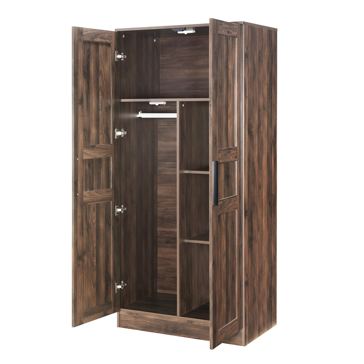 Nøordka Light Dresser Default 69" Brown 2-Door Wooden Wardrobe Armoire with Lighting