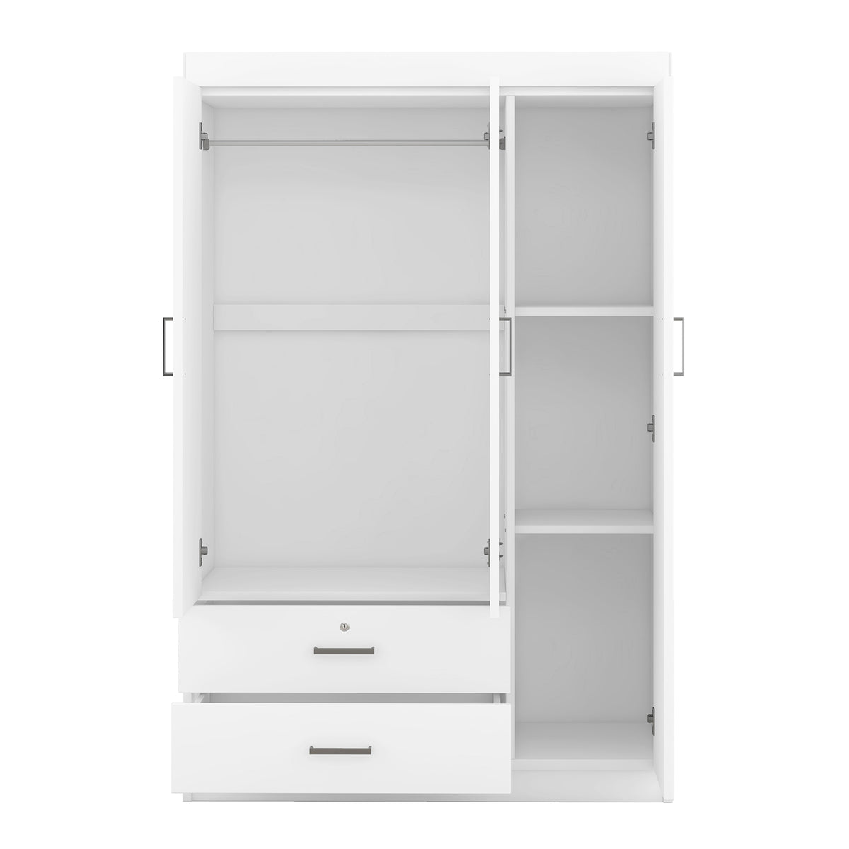 Nøordka Light Dresser Default 69" White 3-Door Mirror Wardrobe with Shelving