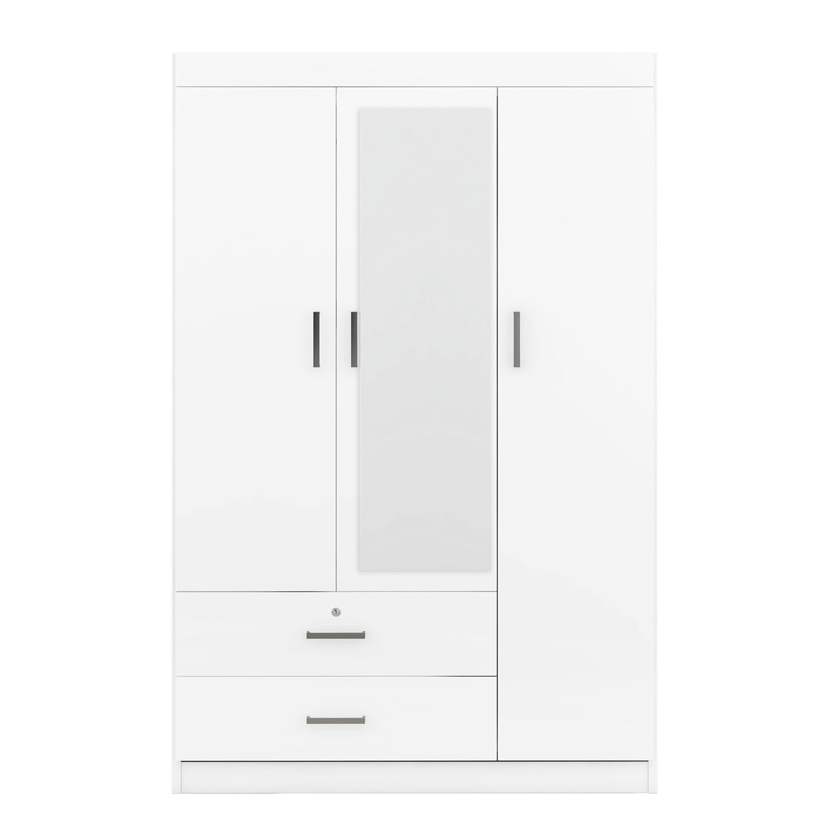 Nøordka Light Dresser Default 69" White 3-Door Mirror Wardrobe with Shelving